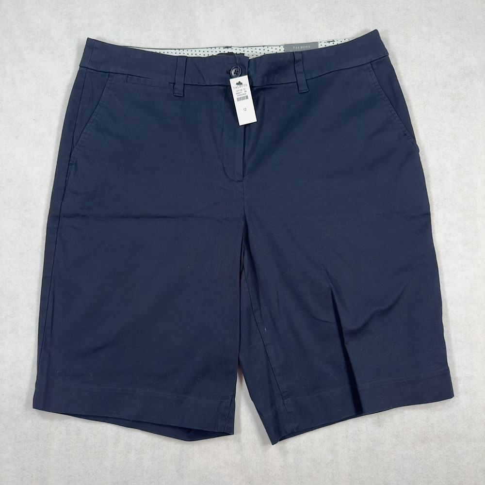 Talbots Perfect Short 10.5" Bermuda Shorts Womens Size 12 Navy Blue NWT Chino